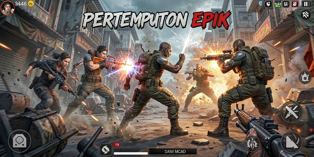 Tampilan gameplay seru dalam pertempuran menegangkan di 3446.