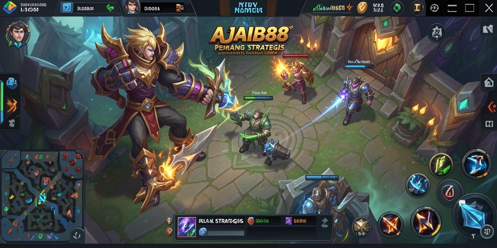 Tangkapan layar utama AJAIB88 menampilkan aksi pertempuran yang mendebarkan di arena MOBA.
