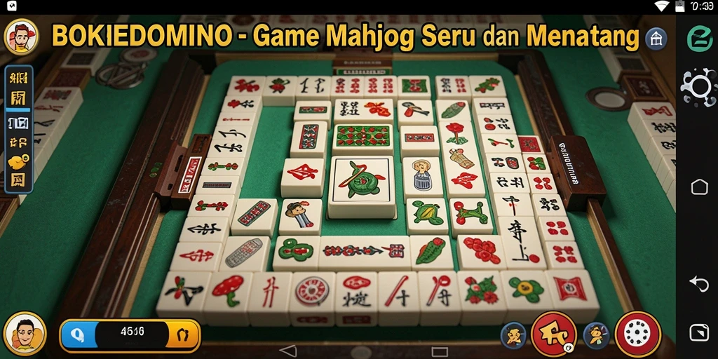Screenshot gameplay BOKEDOMINO menampilkan keseruan permainan Mahjong.