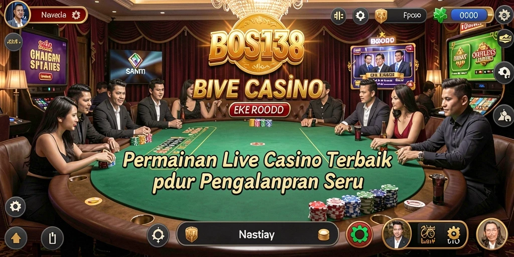 Screenshot gameplay BOS138 menampilkan dealer dan pemain yang berinteraksi.