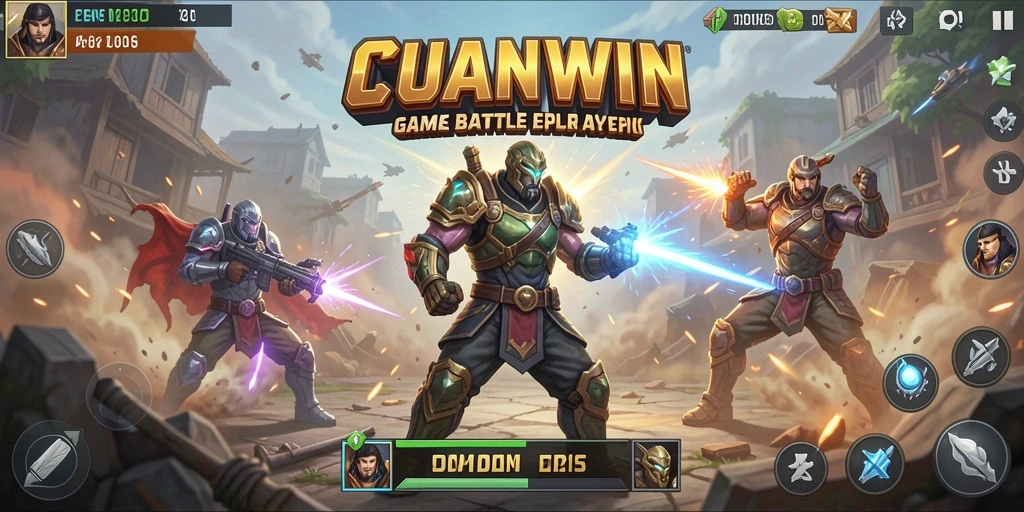 Screenshot gameplay CUANWIN dengan aksi Battle Royale yang mendebarkan.