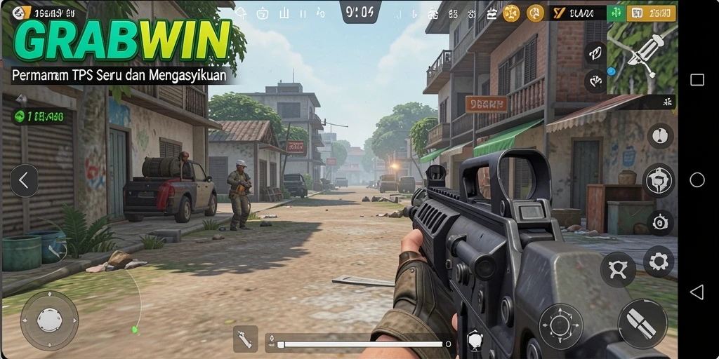 Tampilan gameplay mendebarkan di dalam game TPS GRABWIN.