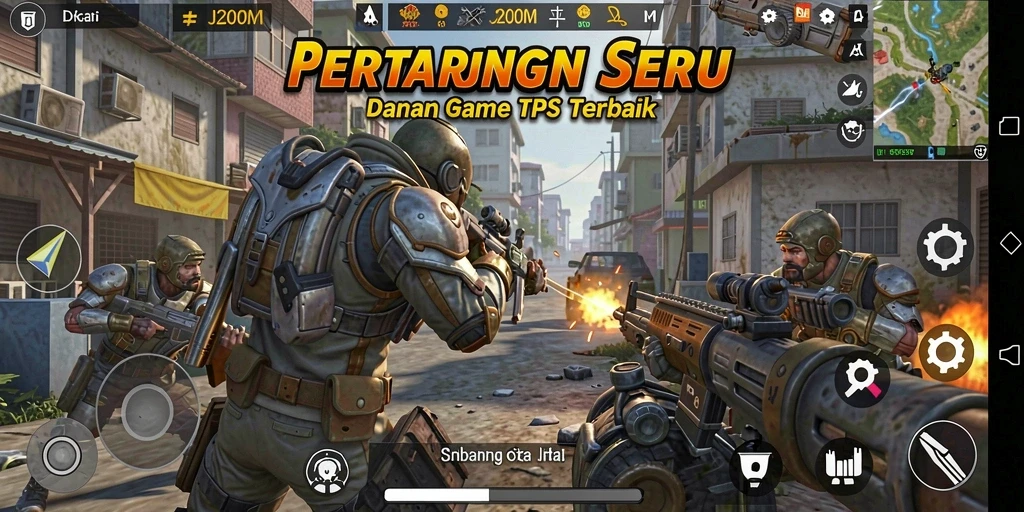 Tampilan gameplay seru dari J200M dalam pertempuran TPS.
