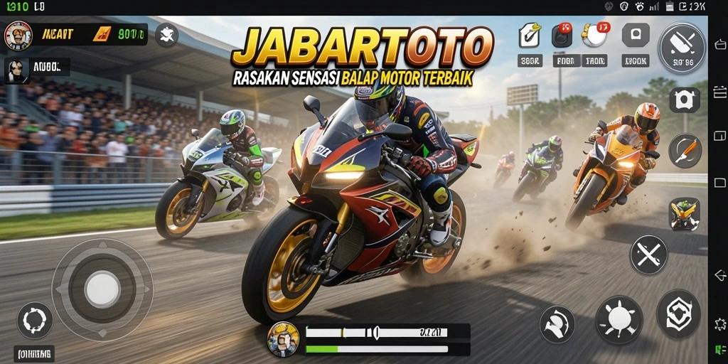 Tampilan screenshot JABARTOTO menampilkan aksi balap motor yang mendebarkan.