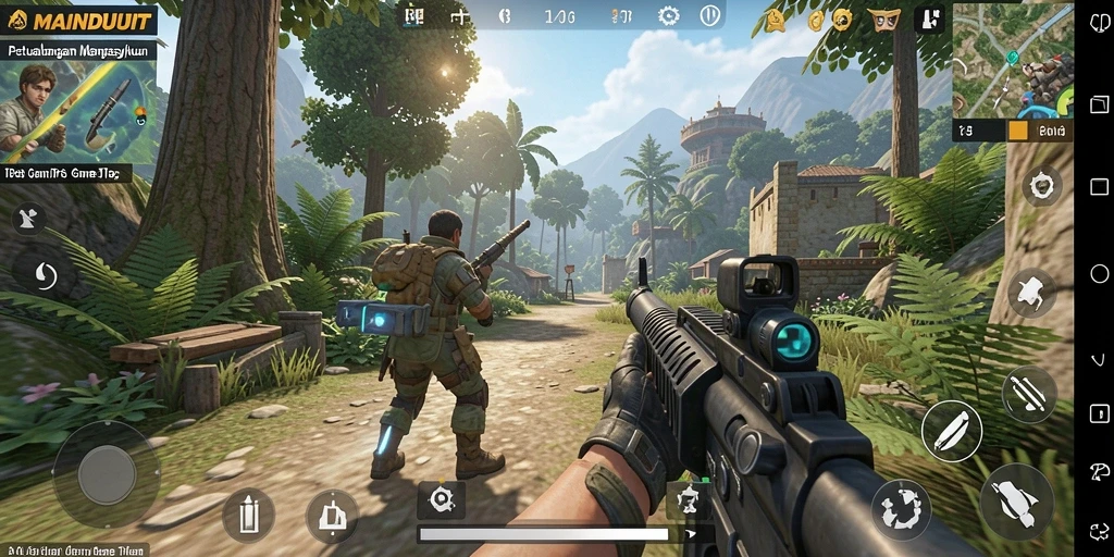 Tampilan gameplay MAINDUIT yang mendebarkan dalam aksi TPS.