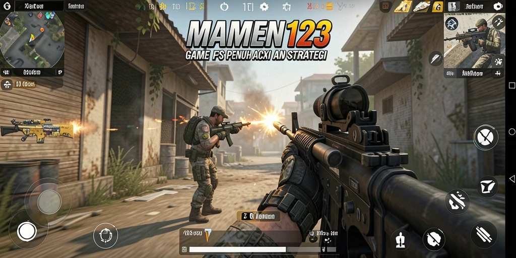 Gambaran gameplay MAMEN123 dengan aksi tembak-menembak yang intens.