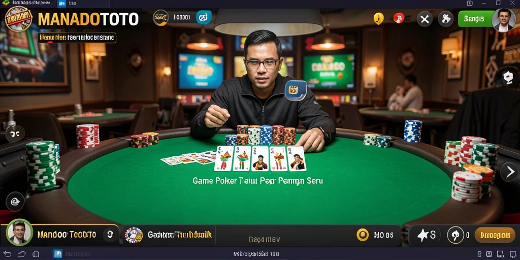 Tangkapan layar gameplay MANADOTOTO menampilkan suasana poker yang mendebarkan.