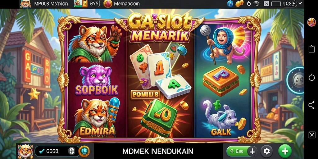 Tampilan gameplay seru dari MPO08 dengan berbagai simbol slot.