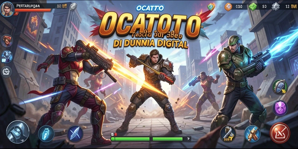 Screenshot gameplay OCATOTO menampilkan aksi pertarungan yang mendebarkan.