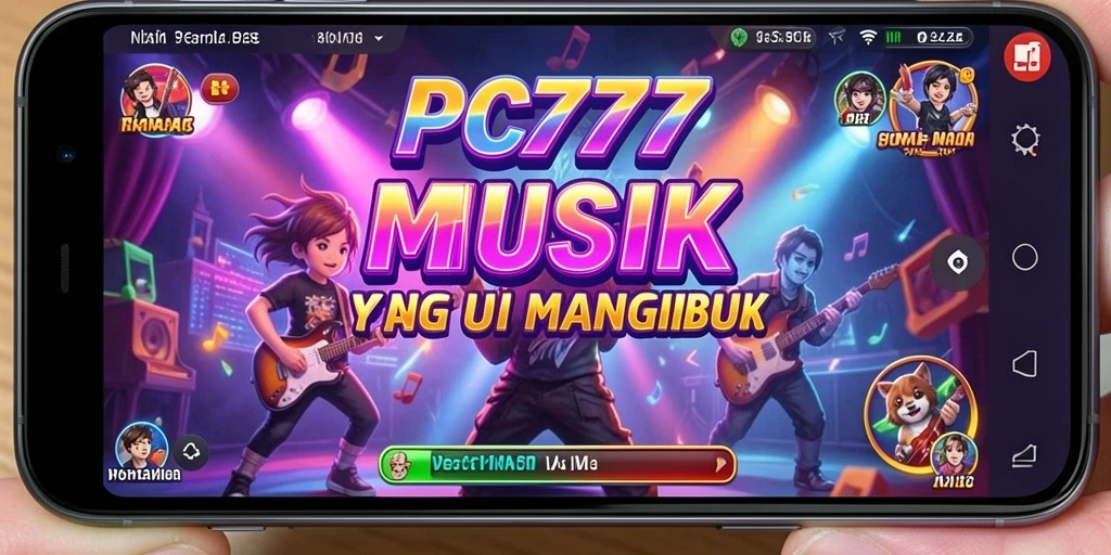 Screenshot utama PC777 menampilkan gameplay musik yang menarik.