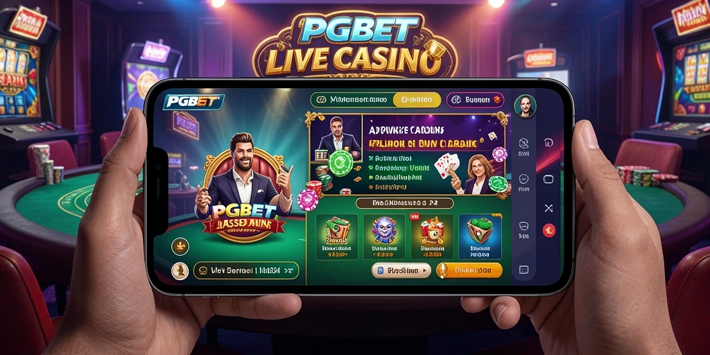 Screenshot PGBET menampilkan dealer Live Casino yang profesional dan permainan yang seru.