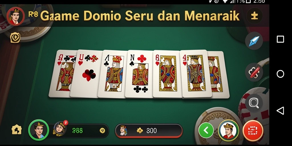 Gameplay seru RP8 dengan tampilan kartu domino yang menarik.