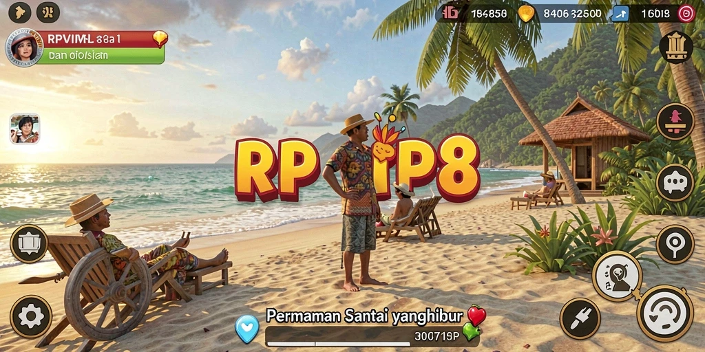 Tampilan utama gameplay RPVIP8 yang penuh warna dan dinamis.