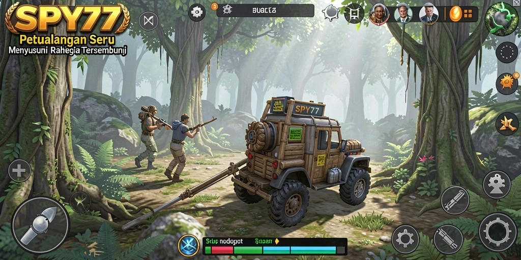 Tangkapan layar gameplay SPY77 yang menunjukkan aksi mendebarkan dalam petualangan.