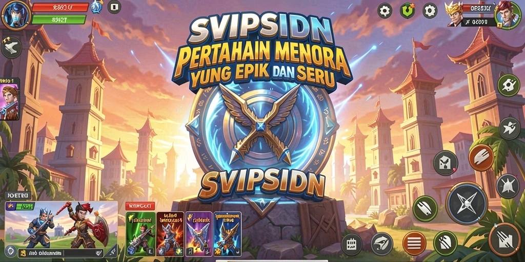 Tampilan seru dari gameplay Tower Defense di SVIPSIDN.