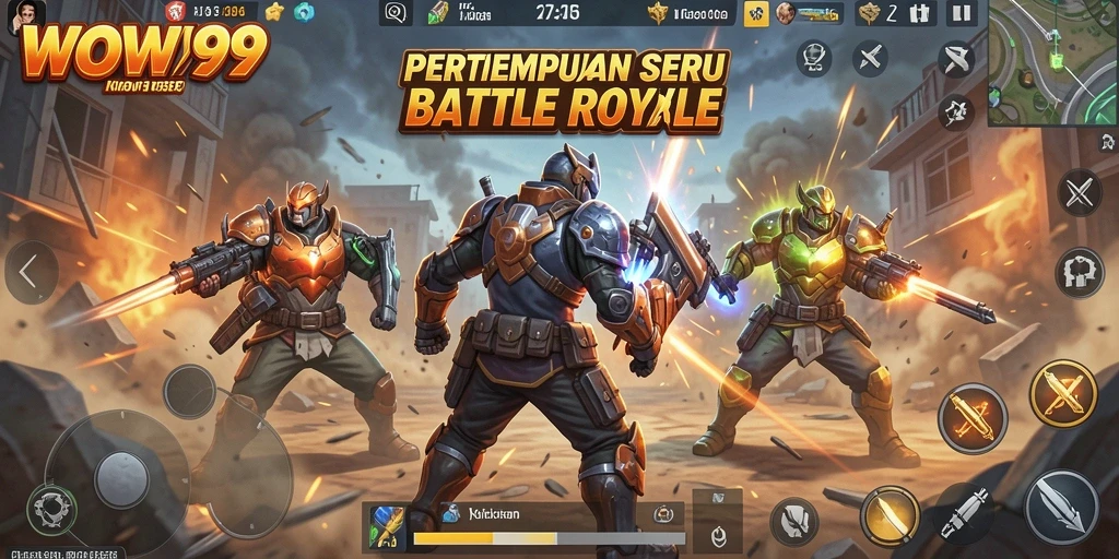 Tampilan gameplay WOW99 dengan aksi Battle Royale yang mendebarkan.